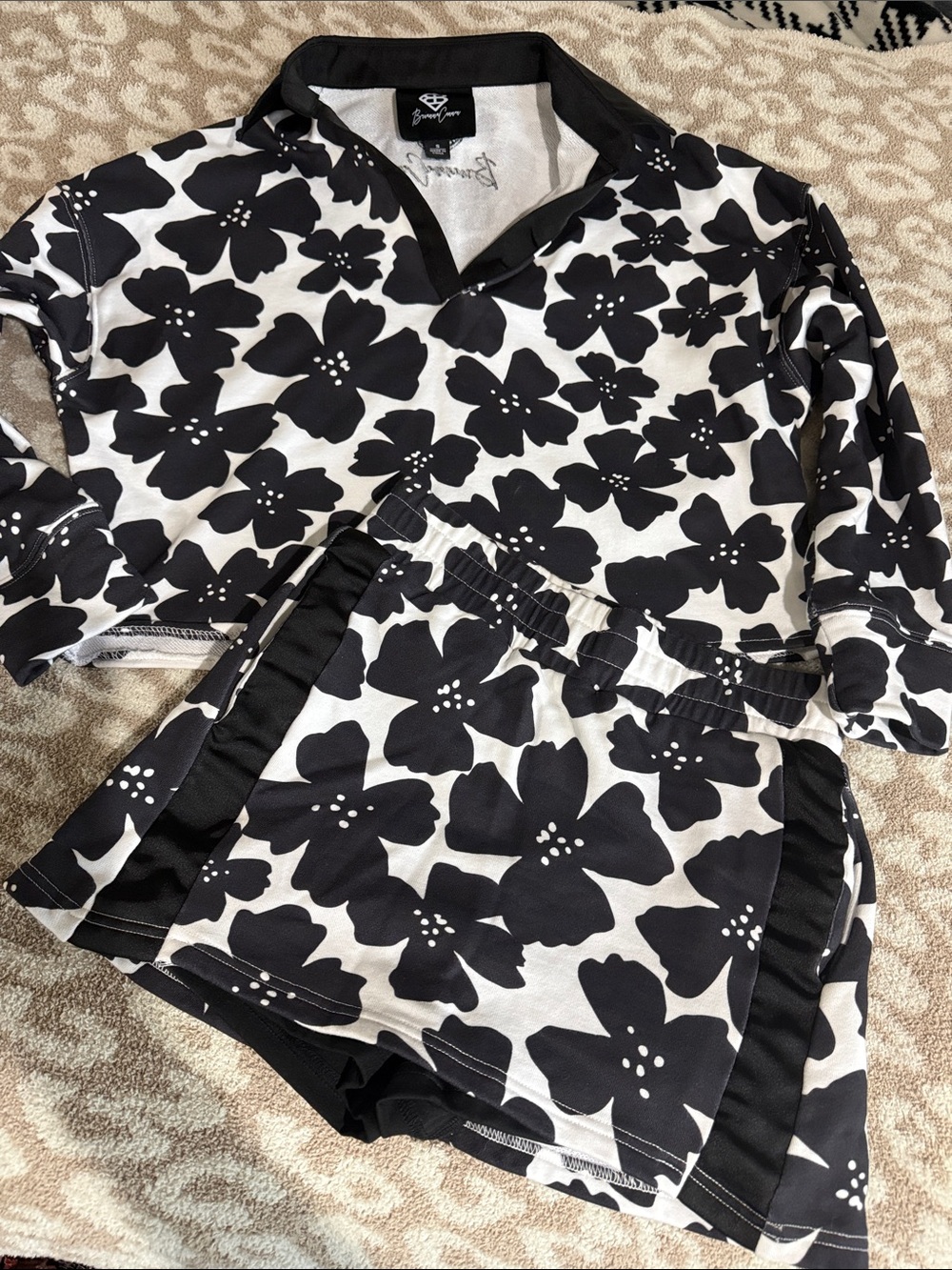 Brianna cannon set Black & White Floral Skirt Set - Coordinated Two-Piece